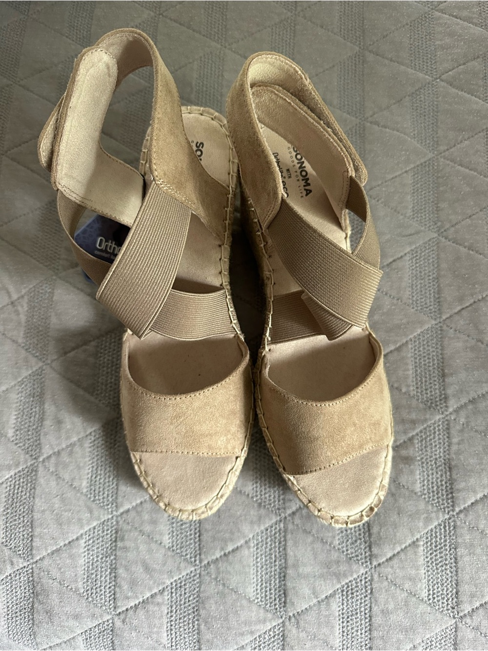 Sonoma Tan Elastic Espadrille Wedge Sandals